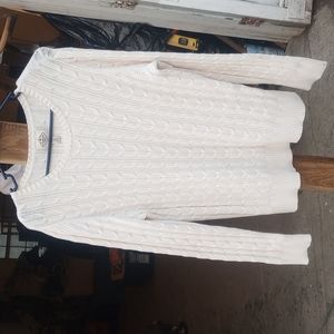 White cable knit sweater